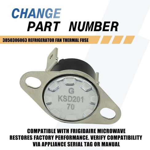 5304509475 Microwave Vent Thermostat Compatible with Frigidaire | Normally Open Limit Switch, Closes at 158°F （70℃）| Replaces 4583663, AP6230622, PS12071310, EAP12071310 in Saudi Arabia