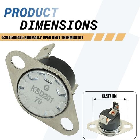 5304509475 Microwave Vent Thermostat Compatible with Frigidaire | Normally Open Limit Switch, Closes at 158°F （70℃）| Replaces 4583663, AP6230622, PS12071310, EAP12071310 in Saudi Arabia