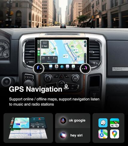 Touchscreen Car Stereo Radio for Dodge Ram 1500 2500 3500 2013-2018,Wireless CarPlay Android Auto GPS Navigation Head Unit Replacement,Manual & Auto Climate Control in Kuwait