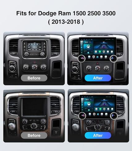 Touchscreen Car Stereo Radio for Dodge Ram 1500 2500 3500 2013-2018,Wireless CarPlay Android Auto GPS Navigation Head Unit Replacement,Manual & Auto Climate Control in Kuwait