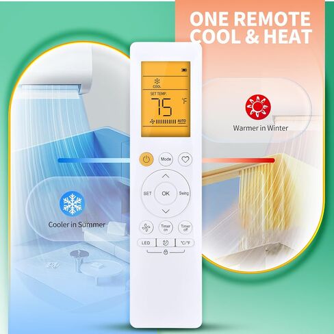 Replacement Remote Control for Cooper&Hunter Multi Position Mini Split Air Conditioner, with Yellow Backlit in Saudi Arabia