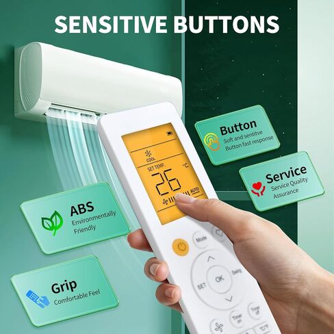 Replacement Remote Control for Cooper&Hunter Multi Position Mini Split Air Conditioner, with Yellow Backlit in Saudi Arabia