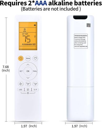 Replacement Remote Control for Cooper&Hunter Multi Position Mini Split Air Conditioner, with Yellow Backlit in Saudi Arabia