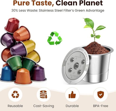 RETHONE Reusable K Cups for Keurig Supreme: Stainless Steel 5-Hole Coffee Pods Multistream K Cup Refillable Mesh Filter Compatible with K Supreme/K-Slim/K-Duo Gen2/K-Brew Chill - Easy Clean,Planet in Saudi Arabia