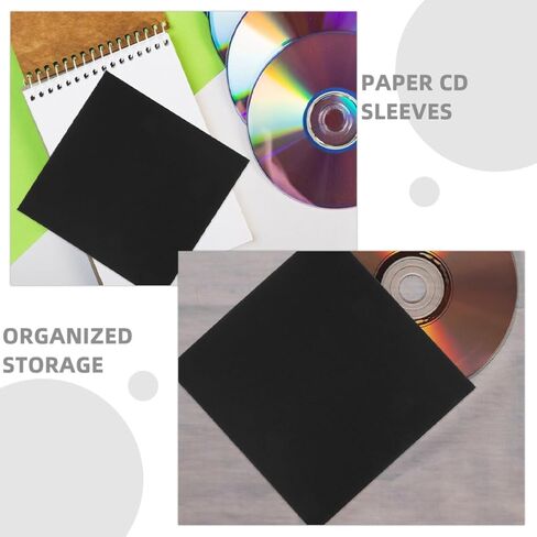 10pcs Paper CD Sleeves DVD Envelopes Disc Cases for Media Storage Protection Movie Files Wedding Photography Black in Saudi Arabia