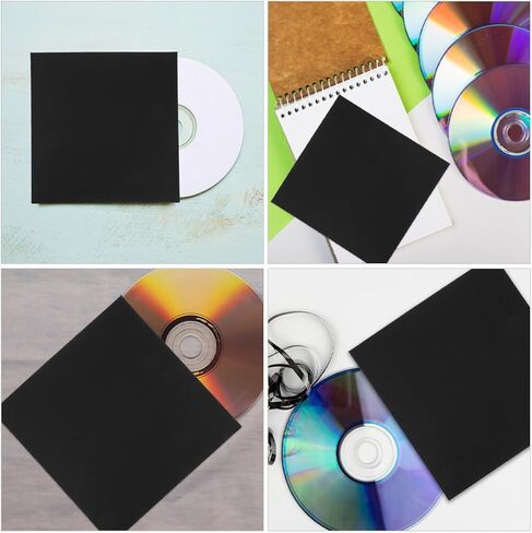 10pcs Paper CD Sleeves DVD Envelopes Disc Cases for Media Storage Protection Movie Files Wedding Photography Black in Saudi Arabia