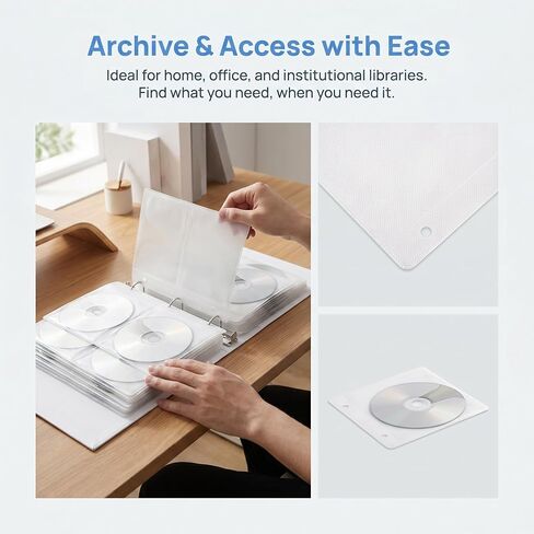 50pcs Double Sided CD DVD Insert Pages for Binder Refill, Plastic Disc Sleeves with Instant Use Convenience and Pp Material, for Movie Disc Storage and Office Use in Kuwait