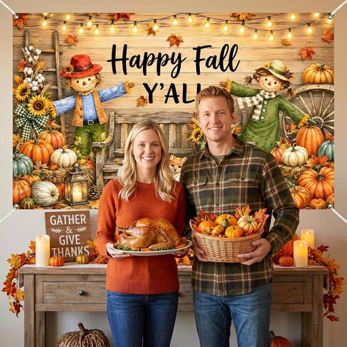 Happy Fall Banner Backdrop for Fall Party Decorations 5.9×3.6ft in Kuwait