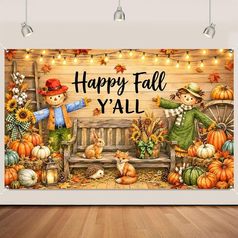 Happy Fall Banner Backdrop for Fall Party Decorations 5.9×3.6ft in Kuwait