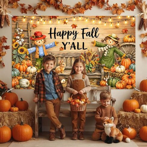Happy Fall Banner Backdrop for Fall Party Decorations 5.9×3.6ft in Kuwait