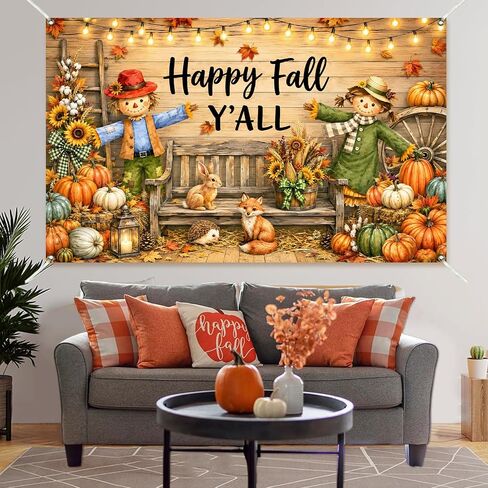Happy Fall Banner Backdrop for Fall Party Decorations 5.9×3.6ft in Kuwait