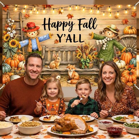 Happy Fall Banner Backdrop for Fall Party Decorations 5.9×3.6ft in Kuwait