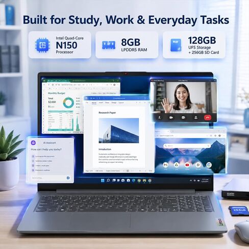 Lenovo IdeaPad Slim-3 15.6-inch Laptop - 1-Y Office 365, FHD, WiFi 6, USB-C in Kuwait