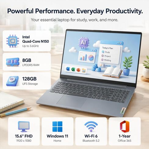 Lenovo IdeaPad Slim-3 15.6-inch Laptop - 1-Y Office 365, FHD, WiFi 6, USB-C in Kuwait