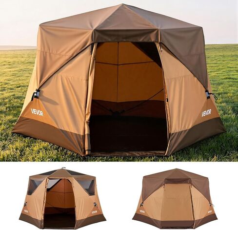VEVOR Camping Tent, 6 Person Pop Up Instant Cabin Tent with Rainfly, Mesh Side & Top Windows, 60 Second Easy Setup, Portable Waterproof Cabin Hub with Carry Bag for Family Outdoor Camping Hiking in Kuwait