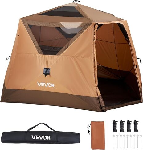 VEVOR Camping Tent, 6 Person Pop Up Instant Cabin Tent with Rainfly, Mesh Side & Top Windows, 60 Second Easy Setup, Portable Waterproof Cabin Hub with Carry Bag for Family Outdoor Camping Hiking in Kuwait