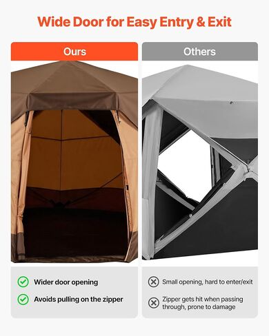 VEVOR Camping Tent, 6 Person Pop Up Instant Cabin Tent with Rainfly, Mesh Side & Top Windows, 60 Second Easy Setup, Portable Waterproof Cabin Hub with Carry Bag for Family Outdoor Camping Hiking in Kuwait