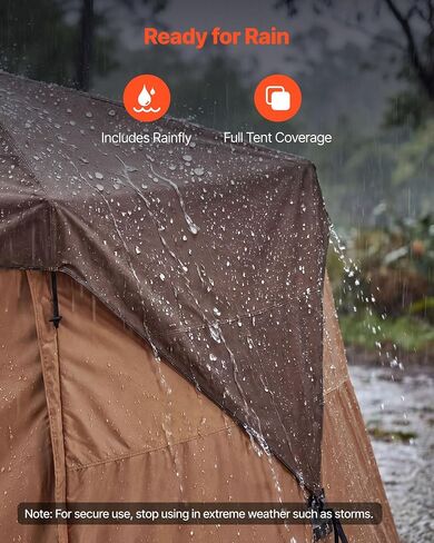 VEVOR Camping Tent, 6 Person Pop Up Instant Cabin Tent with Rainfly, Mesh Side & Top Windows, 60 Second Easy Setup, Portable Waterproof Cabin Hub with Carry Bag for Family Outdoor Camping Hiking in Kuwait