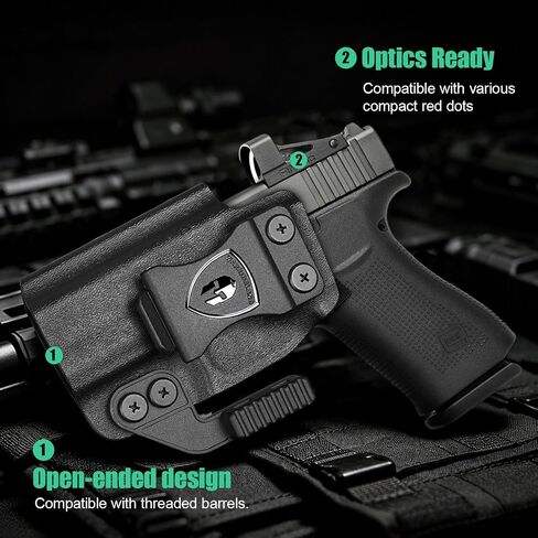 WARRIORLAND IWB Kydex Holster, w/Claw & Optics Cut, Compatible with Glock 43 / G43X & G43X MOS Pistol, Inside Waistband Concealed Carry Holster, Adj. Retention & Cant, Left Hand in Kuwait