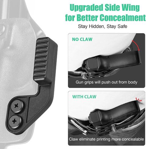 WARRIORLAND IWB Kydex Holster, w/Claw & Optics Cut, Compatible with Glock 43 / G43X & G43X MOS Pistol, Inside Waistband Concealed Carry Holster, Adj. Retention & Cant, Left Hand in Kuwait