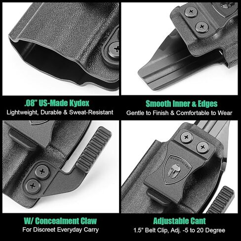WARRIORLAND IWB Kydex Holster, w/Claw & Optics Cut, Compatible with Glock 43 / G43X & G43X MOS Pistol, Inside Waistband Concealed Carry Holster, Adj. Retention & Cant, Left Hand in Kuwait