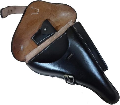 warreplica WW2 German P08 Luger Hardshell Holster|Otto Sindel Berlin Marked Reproduction|Premium Brown Leather Sidearm Pouch|Authentic Military Field Gear for Historical Reenactors & Collectors in Kuwait