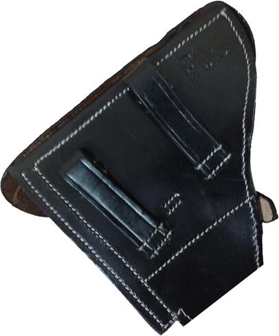 warreplica WW2 German P08 Luger Hardshell Holster|Otto Sindel Berlin Marked Reproduction|Premium Brown Leather Sidearm Pouch|Authentic Military Field Gear for Historical Reenactors & Collectors in Kuwait