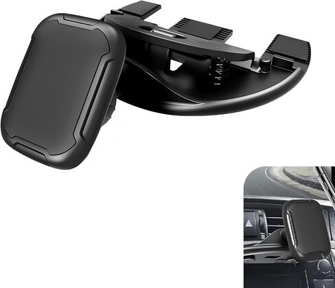 Car CD Slot Phone Holder, Rotating Anti-slip Anti-shake Phone Mount, One Button Release Navigation Mount with Silicone Protection Pad, Clip-type Holder for Most Devices (Black) in Kuwait