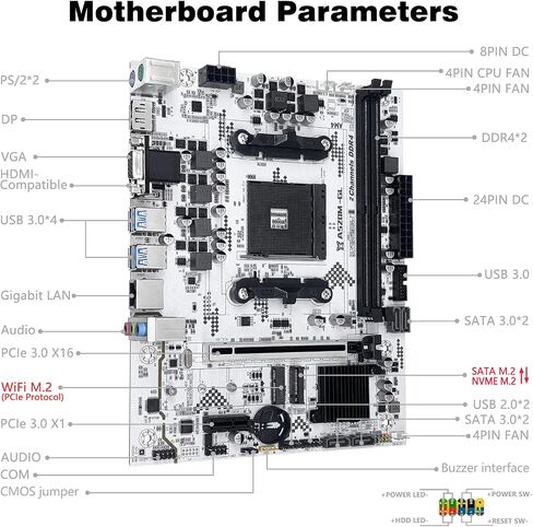 A520M-GL Motherboard AMD AM4 for Ryzen 3-5th gen CPUs DDR4 in Kuwait