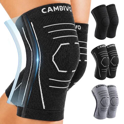 CAMBIVO 2 Pack Knee Brace for Women & Men, Compression Sleeves Knee Support in Kuwait