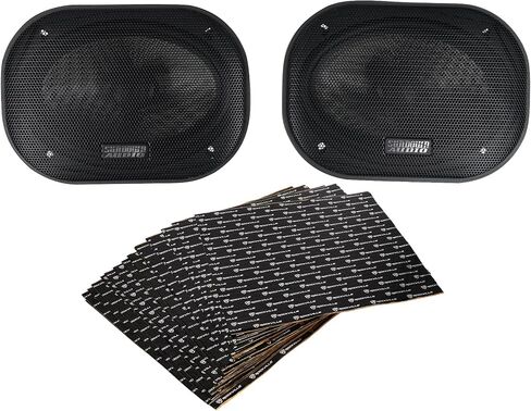 Sundown Audio SA-69CX v.2 Bundle: Pair 6x9 in 125-Watt RMS Coaxial Car Speakers with Silk Dome Tweeter, RockMat 37-15 37.5 Sq Ft 1.5MM 60 MIL Sound Deadener Car Kit, 3-Items in Saudi Arabia