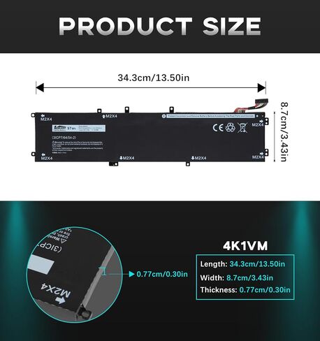 استبدال بطارية الكمبيوتر المحمول 4K1VM لسلسلة الألعاب Dell G7 17 7700 Precision 5530 5520 5540 Series، بطارية ليثيوم أيون 8509 مللي أمبير سداسية الخلايا متوافقة مع أرقام الأجزاء NYD3W، 9TM7D، 09TM7D in Kuwait
