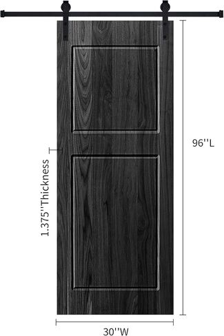 2-Panel 30 in x 96 in Wood Black Barn Sliding Door with Hardware Kit in Kuwait