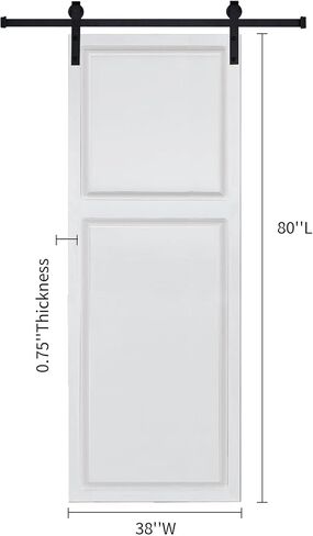 2-Panel Barn Sliding Door with Hardware Kit 38x80in MDF White, Milk White in Kuwait