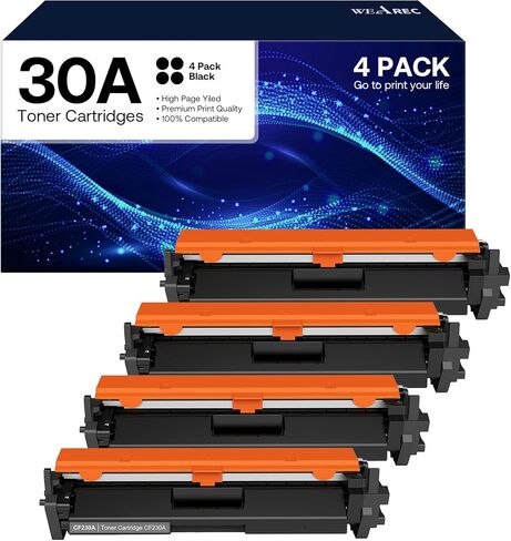 WEAREC 30A CF230A Toner Cartridge Replacement for HP 30A CF230A 30X CF230X Compatible for LaserJet Pro MFP M227fdn M227fdw M227sdn M203d M203dn M203dw Printer(Black,4-Pack) in Kuwait