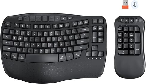 MEETION Wave Ergonomic Split Keyboard with Separate Numeric Keypad, Black in Kuwait