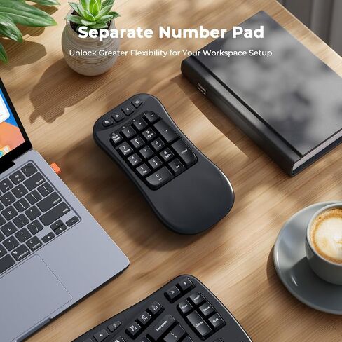 MEETION Wave Ergonomic Split Keyboard with Separate Numeric Keypad, Black in Kuwait