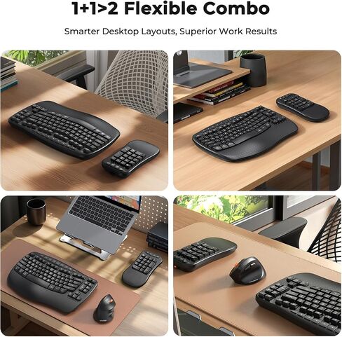 MEETION Wave Ergonomic Split Keyboard with Separate Numeric Keypad, Black in Kuwait