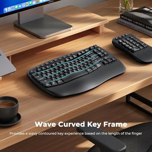 MEETION Wave Ergonomic Split Keyboard with Separate Numeric Keypad, Black in Kuwait