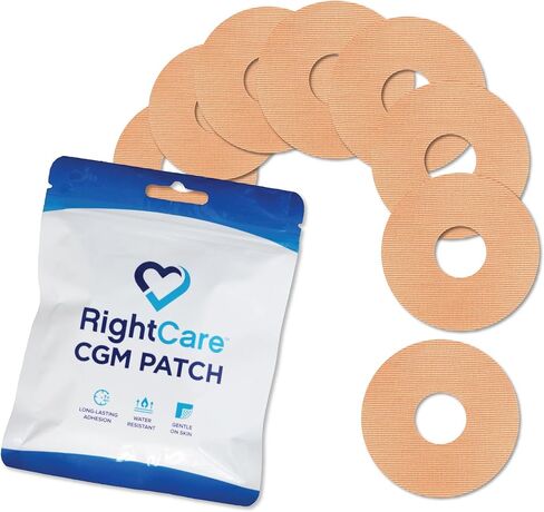 RightCare CGM Adhesive Patches Pre-Cut for Freestyle Libre 2 &3 and Lingo, Waterproof Adhesive Medical Tape, Uncovered Circle Protective Patches, Tan, Bag of 25 in Kuwait