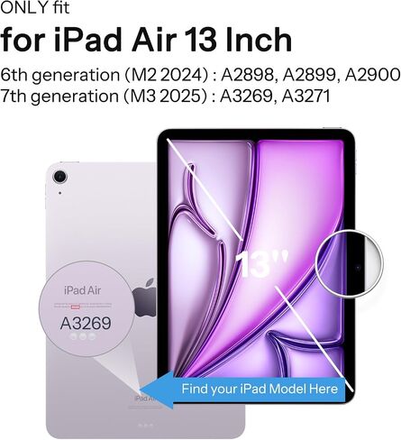 SPARIN Case for iPad Air 13 Inch M4/M3/M2, Removable Magnetic Cover -Black in Kuwait