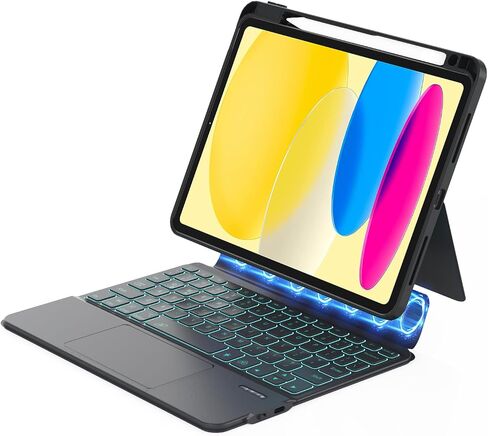ZENLU iPad Case with Keyboard Detachable for iPad Air 10.9"/11"(4/5/6/7 Gen) & 11" iPad Pro (1/2/3/4 Gen), Rugged Case with Trackpad, Pencil Holder, 7-Color Backlights, Vertical Kickstand (White) in Saudi Arabia