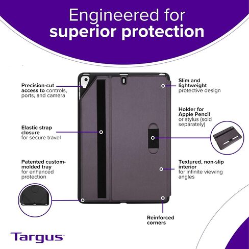 Targus Click-in Rotating iPad Case, iPad Air, iPad Pro, Purple (THZ85107) in Kuwait