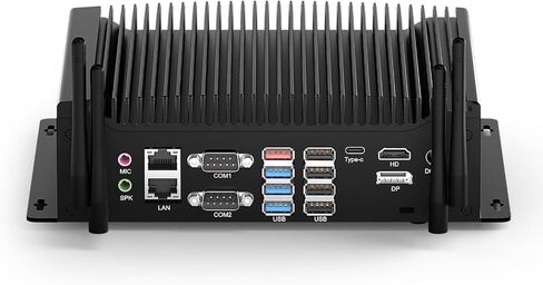 WEIDIAN PC Industrial, Fanless Mini PC Win 11 Core i7-10510U 16GB RAM 256GB SSD, Linux Mini Desktop Computers 6 x COM RS232/422/485, GPIO, 4K 3xDisplay(HD+DP+Type-C), 2Lan, 8USB, WiFi&BT Auto Power On in Kuwait