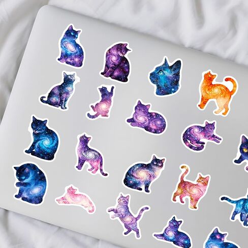50Pcs Fantasy Starry Sky Cat Stickers Pack, Waterproof Vinyl Graffiti Kitty Stickers for Water Bottles Laptop Journaling Kindle Skateboard Guitar Computer in Kuwait
