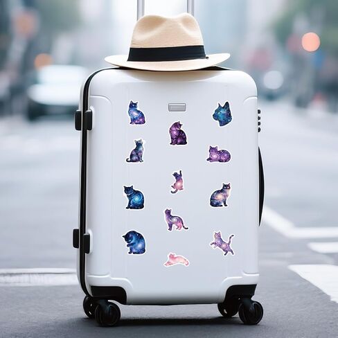 50Pcs Fantasy Starry Sky Cat Stickers Pack, Waterproof Vinyl Graffiti Kitty Stickers for Water Bottles Laptop Journaling Kindle Skateboard Guitar Computer in Kuwait