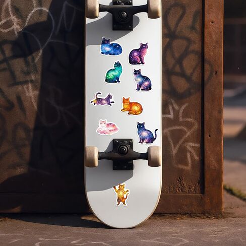 50Pcs Fantasy Starry Sky Cat Stickers Pack, Waterproof Vinyl Graffiti Kitty Stickers for Water Bottles Laptop Journaling Kindle Skateboard Guitar Computer in Kuwait