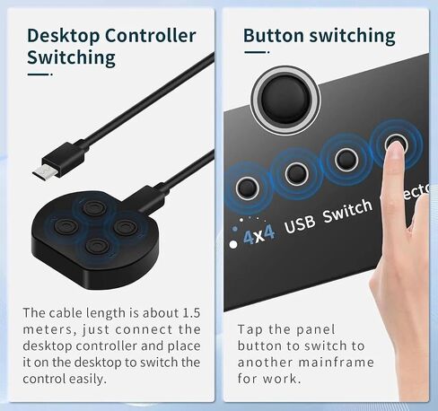 USB 3.0 Switch 4 Computers 4 Ports, USB Switcher Selector Share 4 USB Devices, 5Gbps, Desktop Controller + Button Switch, for Keyboard Mouse Printer HDD, Mac Windows Linux in Kuwait