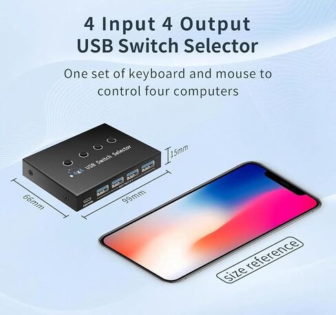 USB 3.0 Switch 4 Computers 4 Ports, USB Switcher Selector Share 4 USB Devices, 5Gbps, Desktop Controller + Button Switch, for Keyboard Mouse Printer HDD, Mac Windows Linux in Kuwait