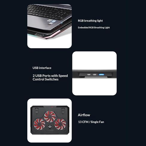 RGBs Touch Cooling Stand Foldable Adjustable Heights Silents Fan Portable for Gaming Laptops RGBs Laptop Stand Foldable Touch Cooling Pad Air Coolers in Kuwait